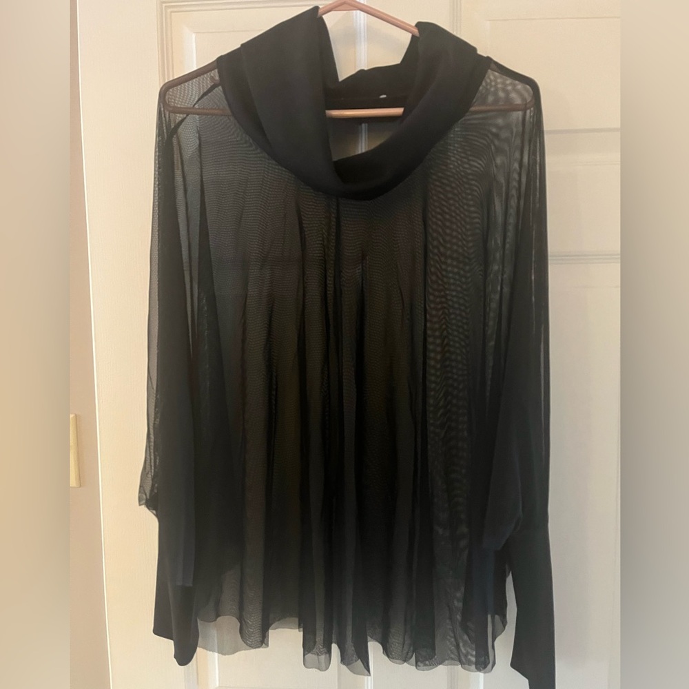 Women’s Black Sheer Poncho Top